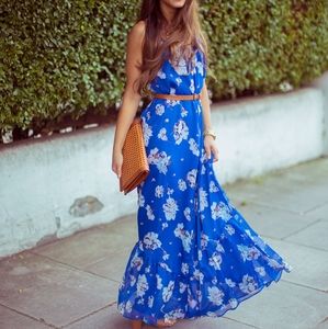 Zara Blue Floral Maxi Dress (M)